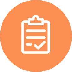 Orange Clipboard with checkmark icon
